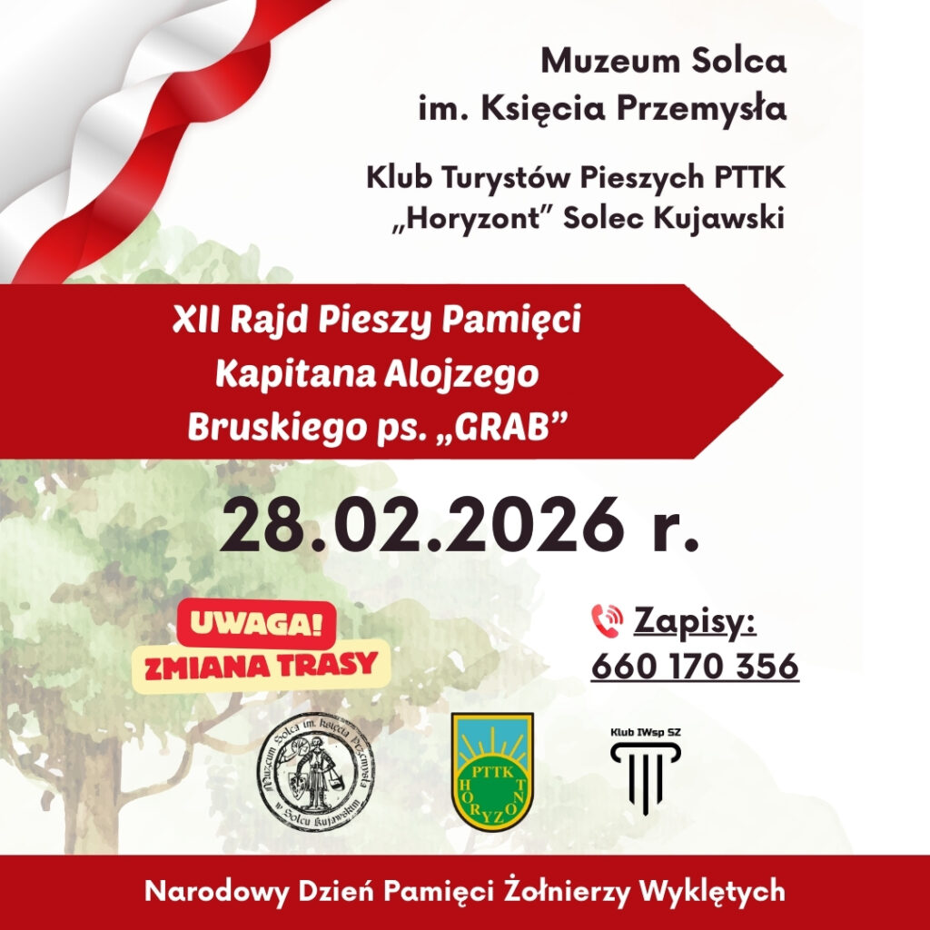 Plakat na dwunasty Rajd Pieszy Pamięci kapitana Alojzego Bruskiego pseudonim Grab.