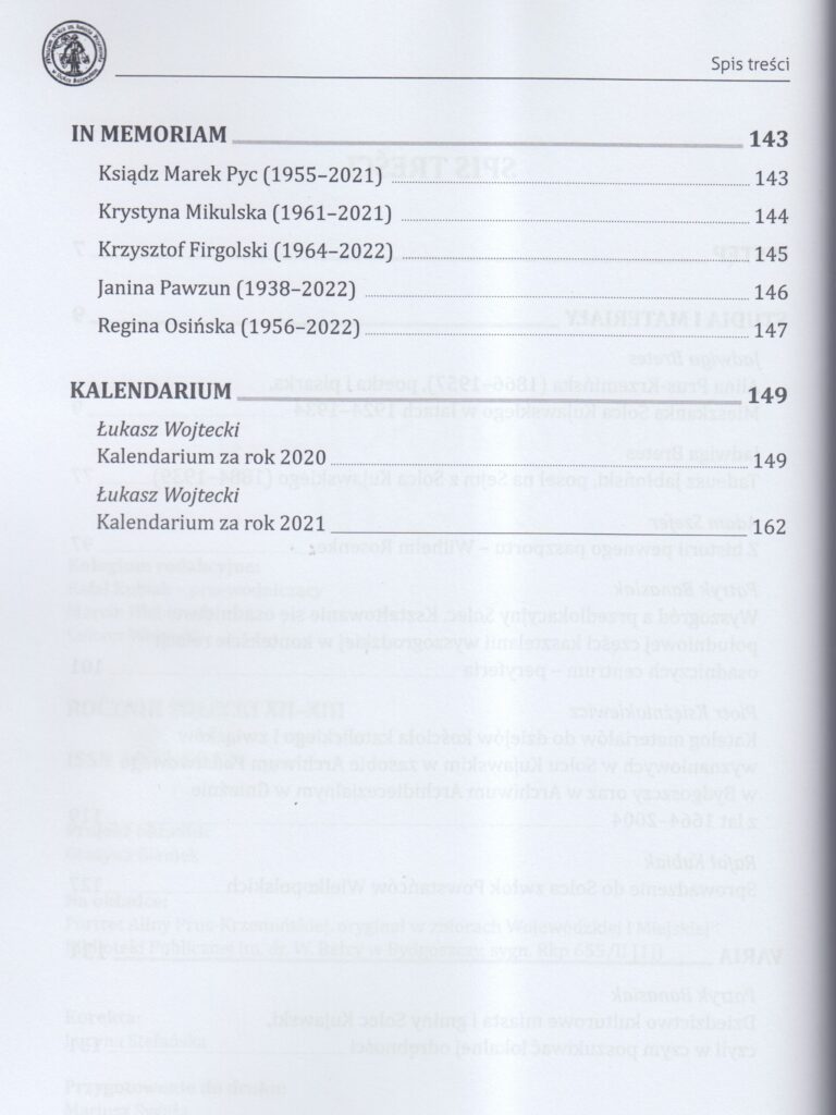 Spis treści wydawnictwa, "Rocznik Solecki XII-XIII", str. 2.
